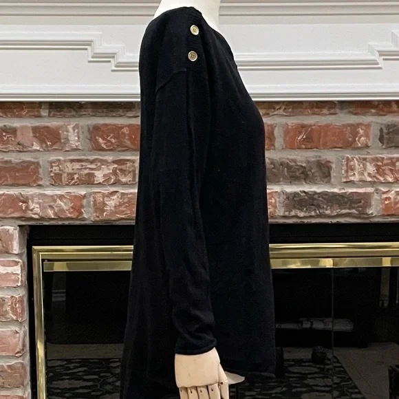 MICHAEL Michael Kors black top w/shoulder buttons/ M/Excellent condition - Picture 4 of 10